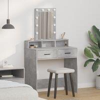 Berkfield Home Makeup Table with LED Lights - Concrete Grey, 79x41x140 cm in Grey | Size: 79 x 41 x 140 cm