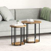 Berkfield Home Side Table 2 pcs Smoked Oak Engineered Wood & Metal in Brown