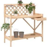 Berkfield Home Potting Bench with Trellis Solid Wood Fir in Brown