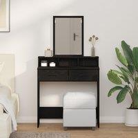 Berkfield Home Vanity Table Black Oak MDF & Glass 79 x 41 x 140 cm