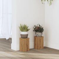 Berkfield Home Plant Stands 2 pcs Artisan Oak 10x10x18 cm Engineered Wood in Brown | Size: 10 x 10 x 18 cm