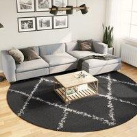 Shaggy Rug PAMPLONA High Pile Modern Black and Cream ? 280 cm