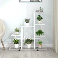 Berkfield Home Flower Stand with Wheel 94.5x25x92.5 cm White Metal
