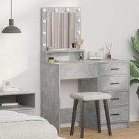Berkfield Home Dressing Table with LED Lights - Concrete Grey - 50x41x135 cm | Size: 50 x 41 x 135 cm