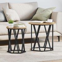 Artisan oak MDF, Metal Medium Coffee Table Round Industrial