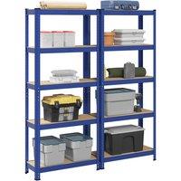 5-Layer Storage Shelves 2 pcs Blue Steel&Engineered Wood