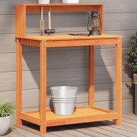 Berkfield Home Potting Table with Shelves Brown 82.5x50x109.5 cm Solid Wood Pine
