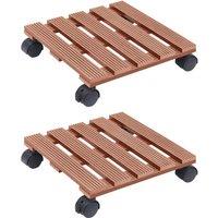 Berkfield Home Plant Trolleys 2 pcs Brown 30x30x7.5 cm WPC
