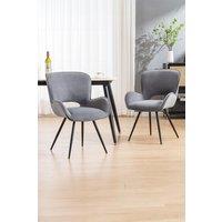 More4Homes Set of 6 Lily Modern Velvet Dining Chair Padded Seat Metal Legs in Grey
