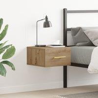 Berkfield Home Bedside Cabinet Wall-Mounted Artisan Oak 35x35x20 cm in Brown | Size: 35 x 35 x 20 cm