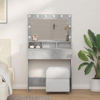 Berkfield Home Dressing Table with LED Lights in Concrete Grey, 79x41x135 cm in Grey | Size: 79 x 41 x 135 cm