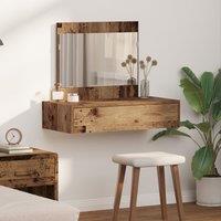 Berkfield Home Wall Hanging Dressing Table Old Wood 83x40x70 cm in Brown | Size: 83 x 40 x 70 cm
