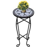 Berkfield Home Mosaic Side Table Plant Table Black White