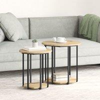 Berkfield Home End Tables Artisan oak Engineered wood, Metal Medium Coffee Table in Brown