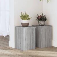 Berkfield Home Plant Stands 2 pcs Grey Sonoma 20x20x30 cm Engineered Wood | Size: 20 x 20 x 30 cm