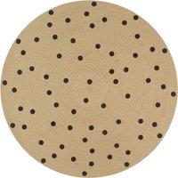 Berkfield Home Handmade Rug Jute with Print Polka Dot 150 cm in Black | Size: Medium