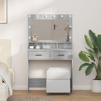 Berkfield Home Grey Sonoma Dressing Table with LED Lights - 79x41x135 cm | Size: 79 x 41 x 135 cm