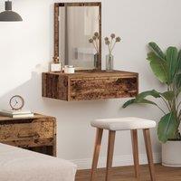 Berkfield Home Wall Hanging Dressing Table Old Wood 60x40x70 cm in Brown | Size: 60 x 40 x 70 cm