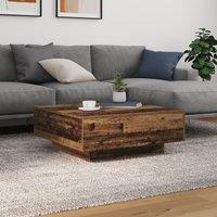 Berkfield Home Coffee Table with LED Lights Old Wood 80x80x31 cm in Brown | Size: 80 x 80 x 31 cm