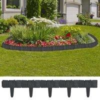 Berkfield Home Plastic Garden / Lawn Fence Stone Look 41 pcs 10 m in Grey