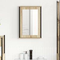 Berkfield Home Mirror Cabinet Natural Oak Particle board, glass, metal Medium in Beige