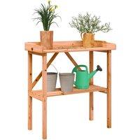 Plant Table with Shelf Brown 78x38x82.5 cm Solid Wood Fir