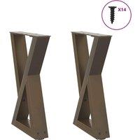 Berkfield Home Coffee Table Legs 2 pcs Natural Steel 38x(42-43.3) cm Steel in Brown