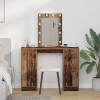 Berkfield Home Dressing Table with LED Lights Old Wood 102x33x135 cm in Brown | Size: 102 x 33 x 135 cm