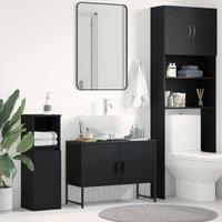 Berkfield Home Bathroom Sink Cabinet Black Oak 80x33x60 cm Engineered Wood | Size: 80 x 33 x 60 cm