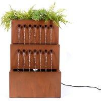 Primrose Garnock Galvanised Zinc Cascading Garden Water Feature & Planter 76cm in Brown