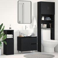 Berkfield Home Bathroom Sink Cabinet Black Oak 65x33x60 cm Engineered Wood | Size: 65 x 33 x 60 cm