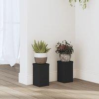 Berkfield Home Plant Stands 2 pcs Black 10x10x18 cm Engineered Wood | Size: 10 x 10 x 18 cm