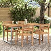 Berkfield Home Outdoor Dining Table Grey 180x90x75 cm Steel&Solid Wood Acacia | Size: 180 x 90 x 75 cm
