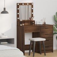 Makeup Desk with LED Lights - Brown Oak - 50x41x135 cm