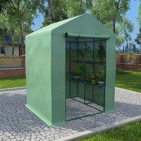 Berkfield Home Greenhouse with Shelves Steel 143x143x195 cm in Green | Size: 143 x 143 x 195 cm