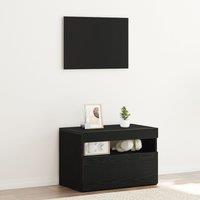 Berkfield Home Black Oak TV Stand with LED Lights, 60x35x40 cm, Made from Engineered Wood | Size: 60 x 35 x 40 cm