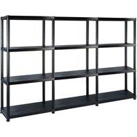 Berkfield Home Storage Shelf 4-Tier Black 183x30.5x130 cm Plastic
