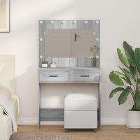 Berkfield Home Dressing Table with LED Lights Grey Sonoma 78, 5x41x135 cm | Size: 5 x 41 x 135 cm