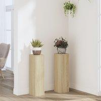 Berkfield Home Plant Stand 2pcs Sonoma Oak 17x17x60 cm Engineered Wood in Brown | Size: 17 x 17 x 60 cm
