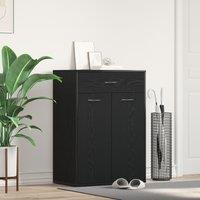 Berkfield Home Shoe Cabinet - Black Oak, 60x35x84 cm, Made of Engineered Wood | Size: 60 x 35 x 84 cm