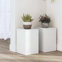 Berkfield Home Plant Stands 2 pcs White 20x20x30 cm Engineered Wood | Size: 20 x 20 x 30 cm