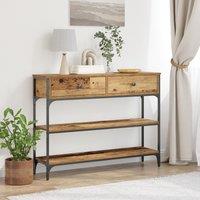 Berkfield Home Console Table Old Wood 100x25x75 cm Engineered Wood & Steel in Brown | Size: 100 x 25 x 75 cm
