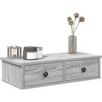 Berkfield Home Wall Shelf with Drawers Grey Sonoma 60x25x15 cm Engineered Wood | Size: 60 x 25 x 15 cm