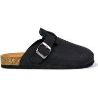 XY London Women's 'Lucy' Slip On Flat Cork Slider Mules in Black | Size: 7