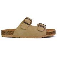 XY London Women's 'Star' Double Strap Buckle Up Summer Slip On Flat Sandals in Taupe | Size: 8