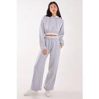 Pink Vanilla Women's Contrast Waist Band Wide Joggers in Grey | Size: Large