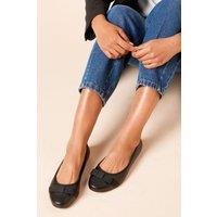 Dorothy Perkins Women's Wide Fit Paris Bow Detail Ballet Pumps in Black | Size: 4