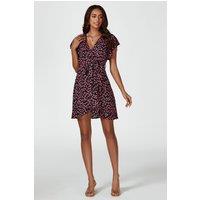 FS Collection Women's Floral Print Wrap Top Dress In Black | Size: XS