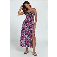 FS Collection Women's Floral Print Tie Front Maxi Dress In Black | Size: Medium