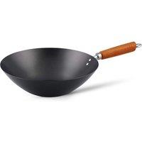 Ken Hom Classic Carbon Steel Non Stick Wok 31cm with Wooden Handle - Black